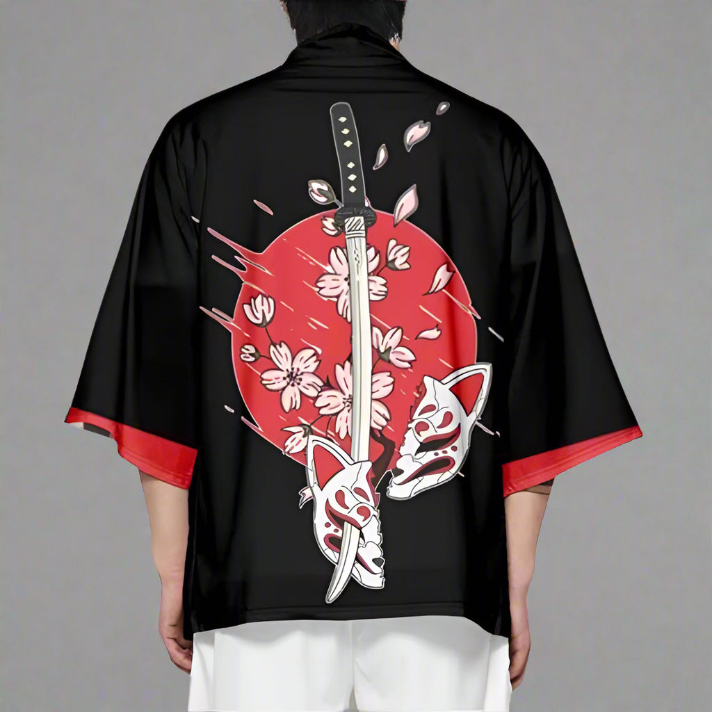 Mystical Fox Spirit Haori -  fox - Nine-Tailed Fox Haori Cardigan - Unisex Kimono Style - View 4