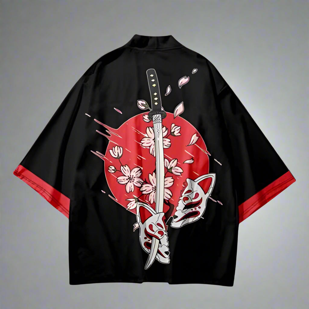 Mystical Fox Spirit Haori - nine-tailed fox cardigan - Nine-Tailed Fox Haori Cardigan - Unisex Kimono Style - View 2