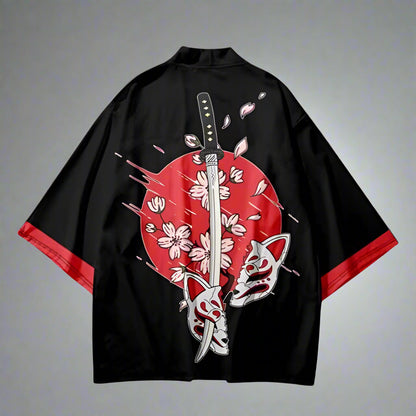 Mystical Fox Spirit Haori - nine-tailed fox cardigan - Nine-Tailed Fox Haori Cardigan - Unisex Kimono Style - View 2