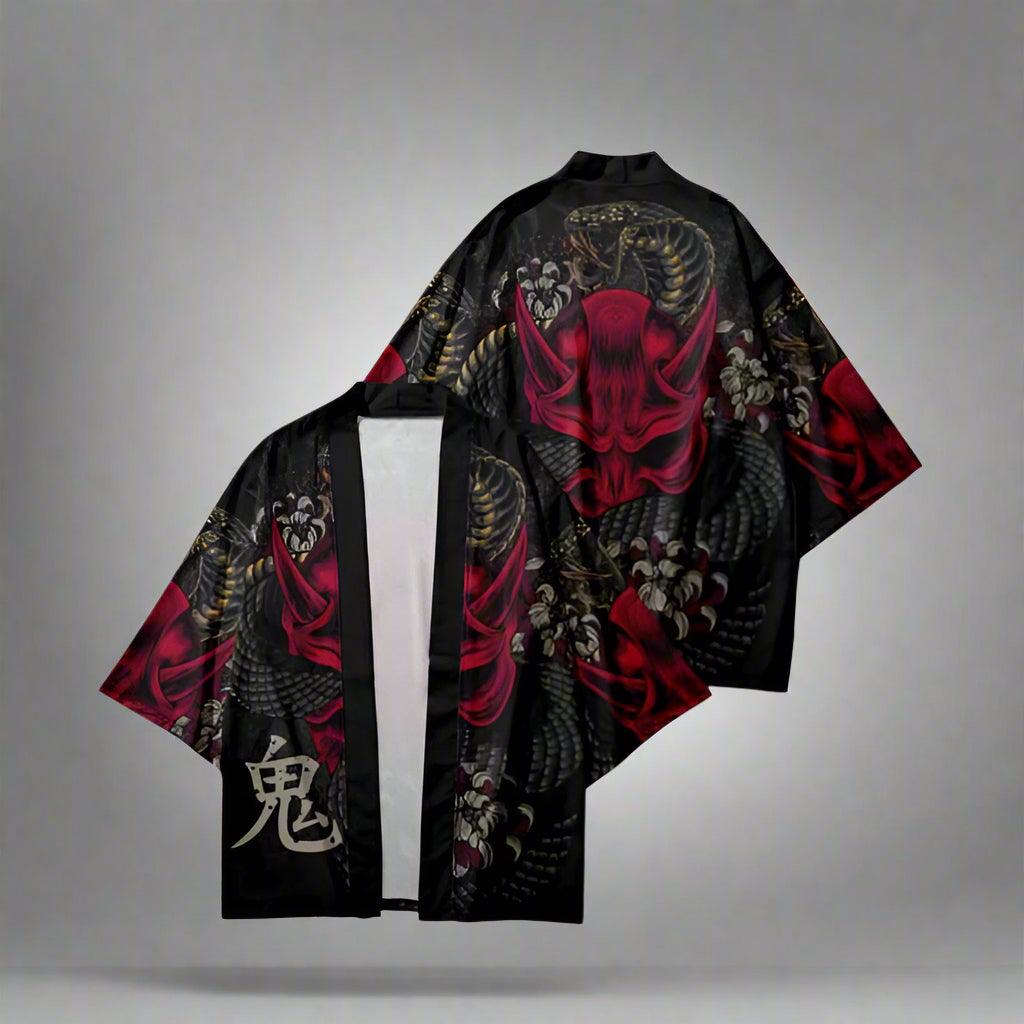Mystical Oni Snake Kimono -  kimono cardigan - Oni Snake Kimono Cardigan for Stylish Comfort - View 3