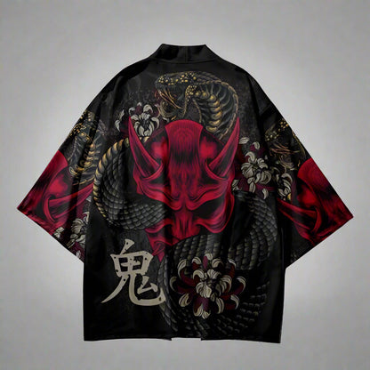 Mystical Oni Snake Kimono - oni kimono - Oni Snake Kimono Cardigan for Stylish Comfort - View 2