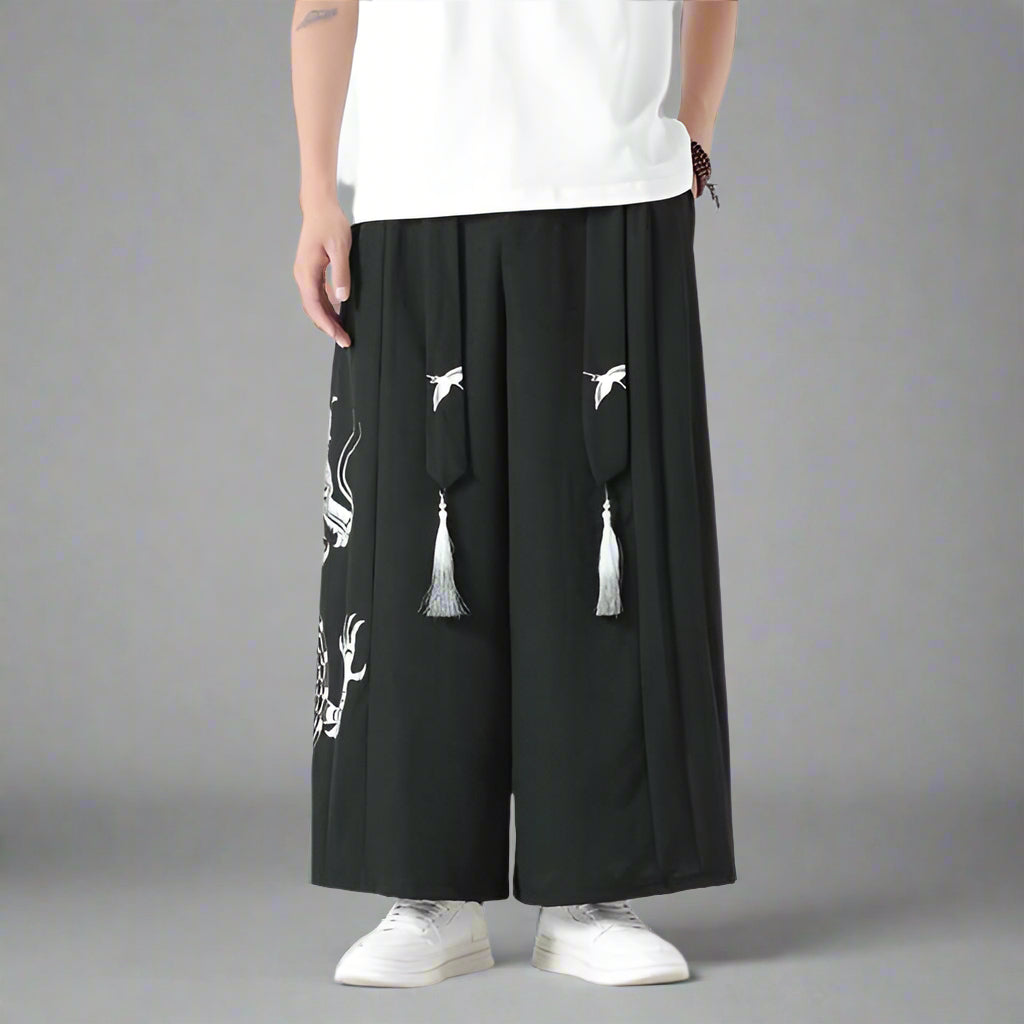 Mythical Warrior Hakama Trousers -  contemporary streetwear pants - Hakama Trousers for Modern Street Style - View 4