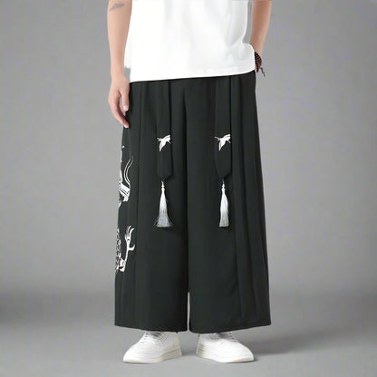 Mythical Warrior Hakama Trousers -  contemporary streetwear pants - Hakama Trousers for Modern Street Style - View 4