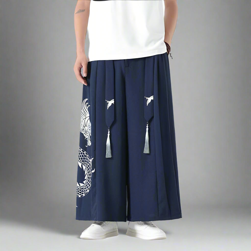 Mythical Warrior Hakama Trousers - traditional hakama trousers - Hakama Trousers for Modern Street Style - View 2