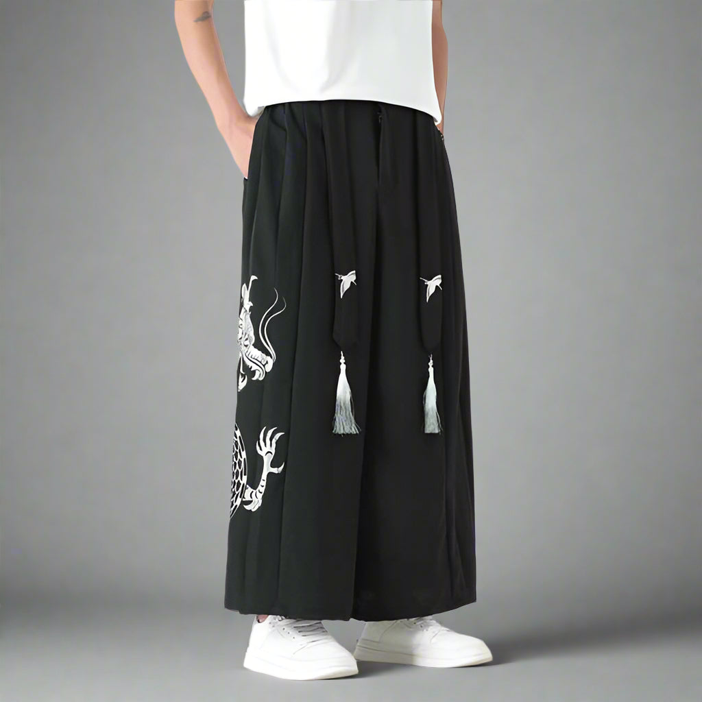 Mythical Warrior Hakama Trousers -  versatile ankle-length pants - Hakama Trousers for Modern Street Style - View 8