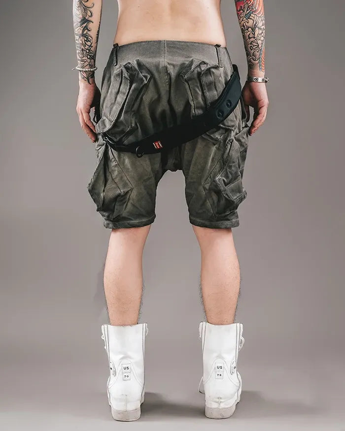 Neon Cyberpunk Adventure Shorts -  cyberpunk shorts - Futuristic Cyberpunk Adventure Shorts with Pockets - View 4