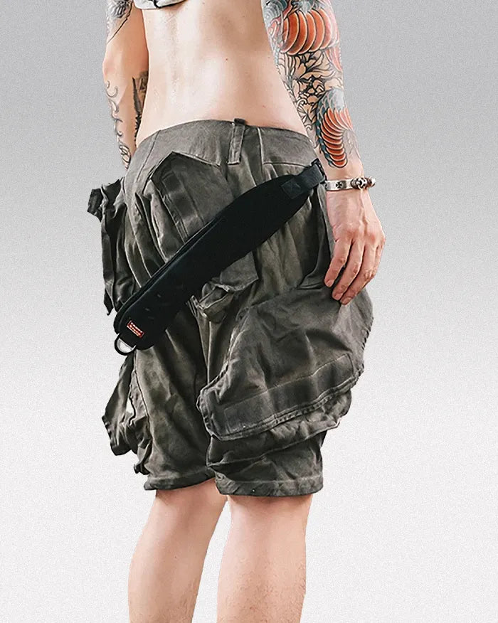 Neon Cyberpunk Adventure Shorts - neon shorts - Futuristic Cyberpunk Adventure Shorts with Pockets - View 2
