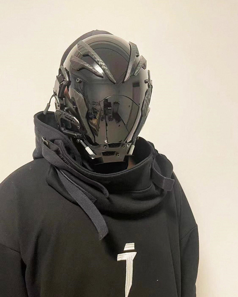Neon Cyberpunk Festival Helmet -  handcrafted cyberpunk mask - Futuristic Neon Cyberpunk Festival Helmet - View 5