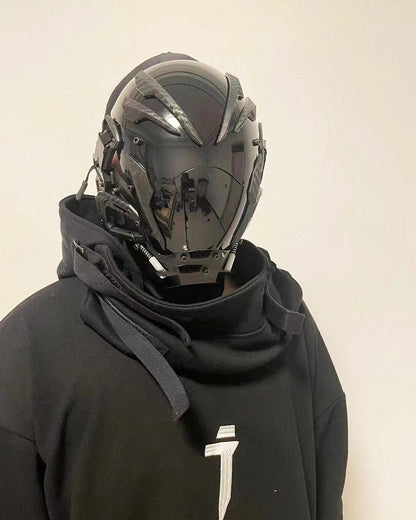 Neon Cyberpunk Festival Helmet -  handcrafted cyberpunk mask - Futuristic Neon Cyberpunk Festival Helmet - View 5
