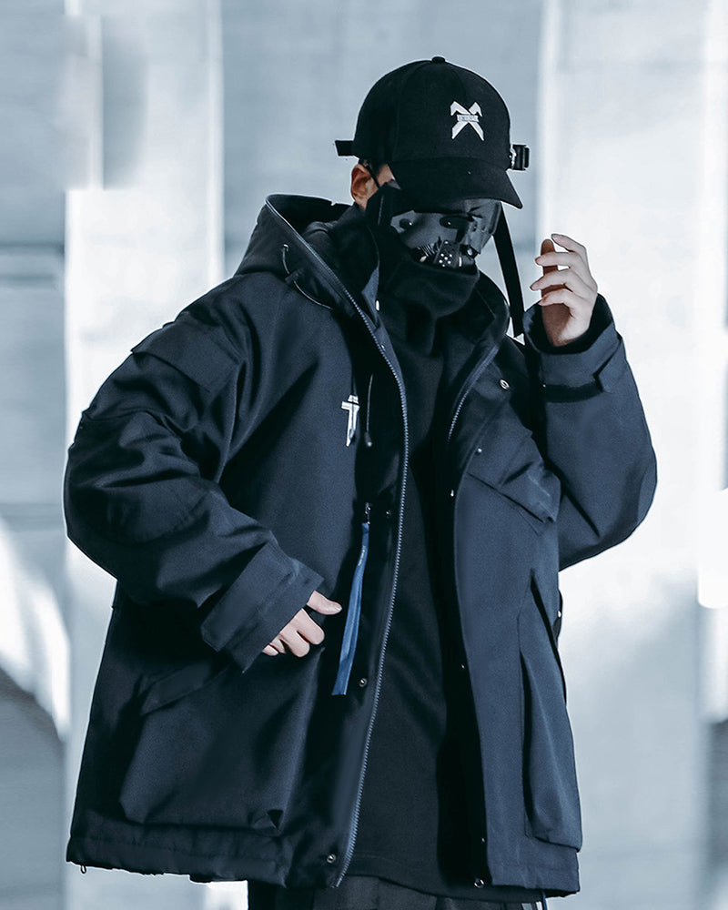Neon Cyberpunk Hooded Jacket - cyberpunk jacket - Neon Cyberpunk Hooded Jacket for Urban Adventures - Main view