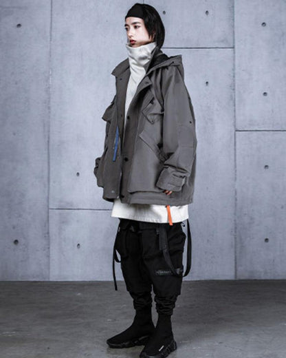 Neon Cyberpunk Hooded Jacket - techwear style jacket - Neon Cyberpunk Hooded Jacket for Urban Adventures - View 10