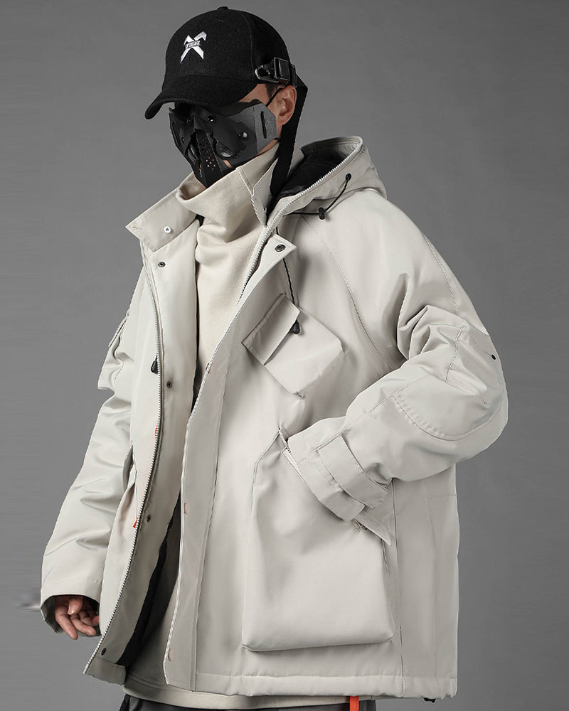 Neon Cyberpunk Hooded Jacket - techwear style jacket - Neon Cyberpunk Hooded Jacket for Urban Adventures - View 2
