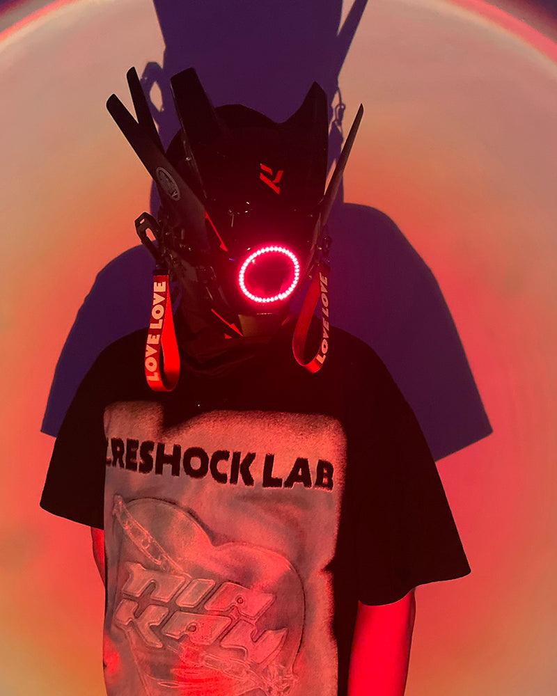 Neon Cyberpunk LED Helmet -  futuristic mask - Futuristic LED Cyberpunk Helmet for Parties - View 21