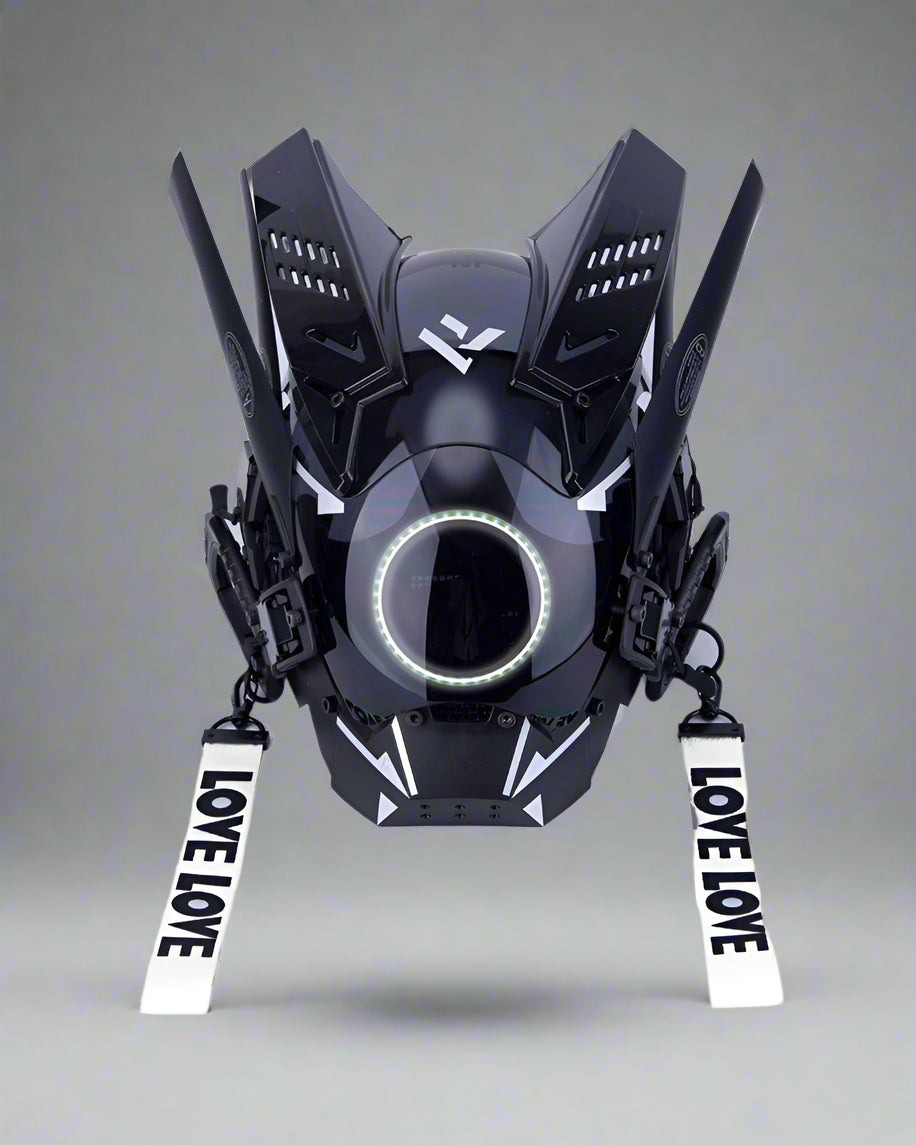 Neon Cyberpunk LED Helmet -  futuristic mask - Futuristic LED Cyberpunk Helmet for Parties - View 3