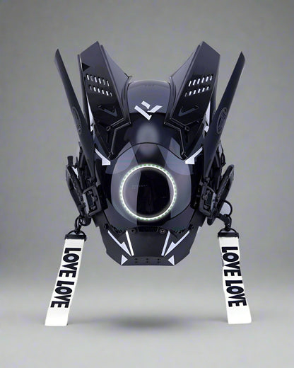 Neon Cyberpunk LED Helmet -  futuristic mask - Futuristic LED Cyberpunk Helmet for Parties - View 3