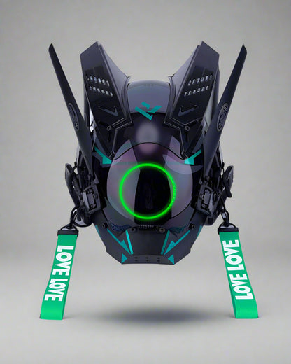 Neon Cyberpunk LED Helmet -  holiday decoration - Futuristic LED Cyberpunk Helmet for Parties - View 4