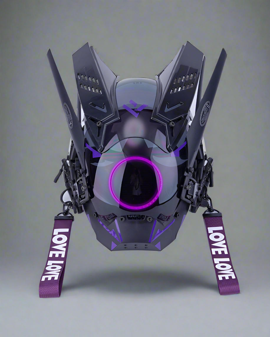 Neon Cyberpunk LED Helmet -  led helmet - Futuristic LED Cyberpunk Helmet for Parties - View 5