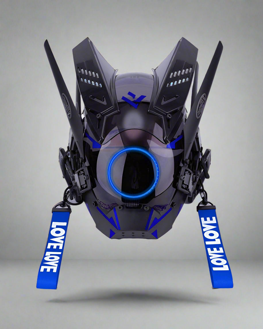 Neon Cyberpunk LED Helmet -  led light colors - Futuristic LED Cyberpunk Helmet for Parties - View 6