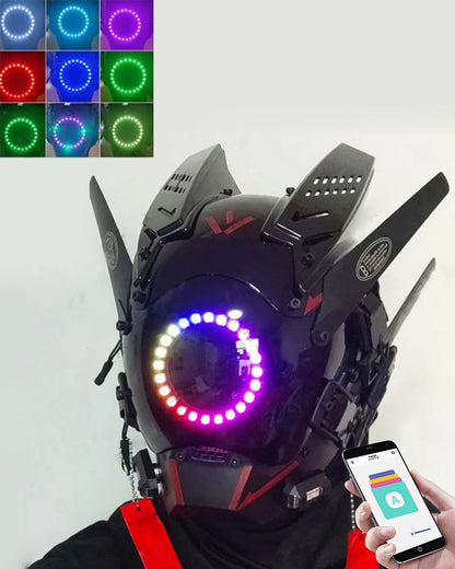 Neon Cyberpunk LED Helmet -  party mask - Futuristic LED Cyberpunk Helmet for Parties - View 26