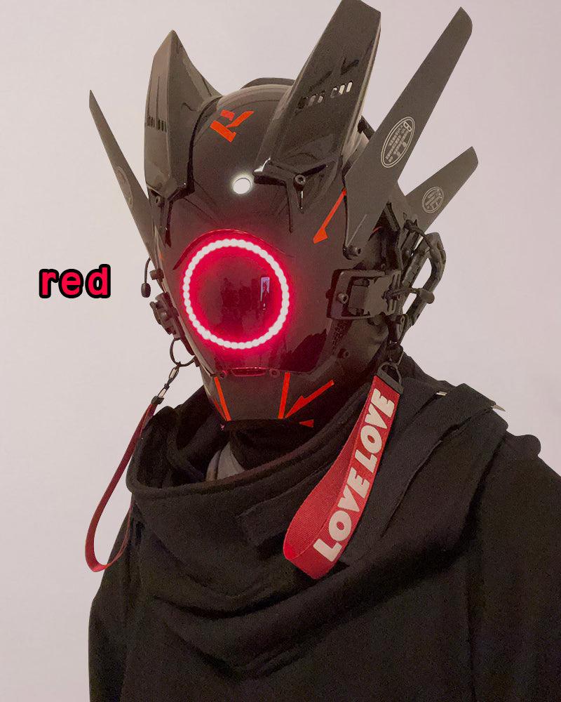 Neon Cyberpunk LED Helmet -  party mask - Futuristic LED Cyberpunk Helmet for Parties - View 8