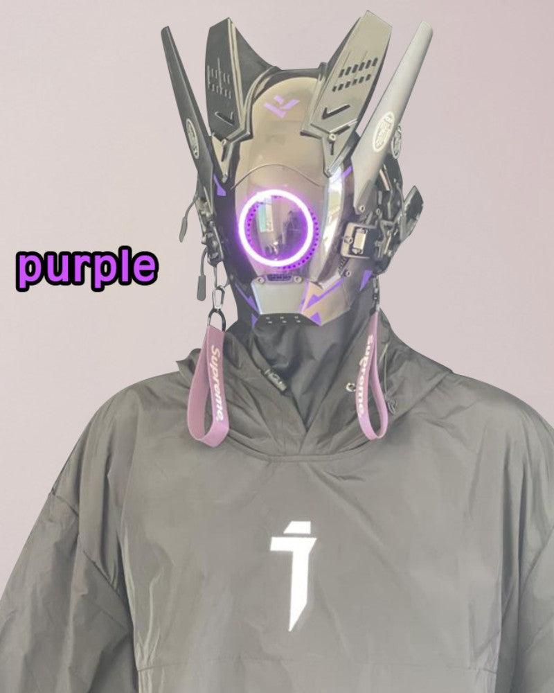 Neon Cyberpunk LED Helmet -  premium pc material - Futuristic LED Cyberpunk Helmet for Parties - View 18