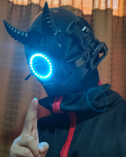 Neon Devil LED Helmet Mask -  cyberpunk helmet - Neon Devil LED Helmet Mask for Futuristic Vibes - View 4