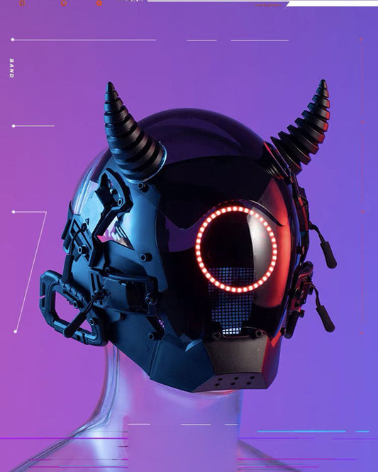 Neon Devil LED Helmet Mask - futuristic mask - Neon Devil LED Helmet Mask for Futuristic Vibes - Main view
