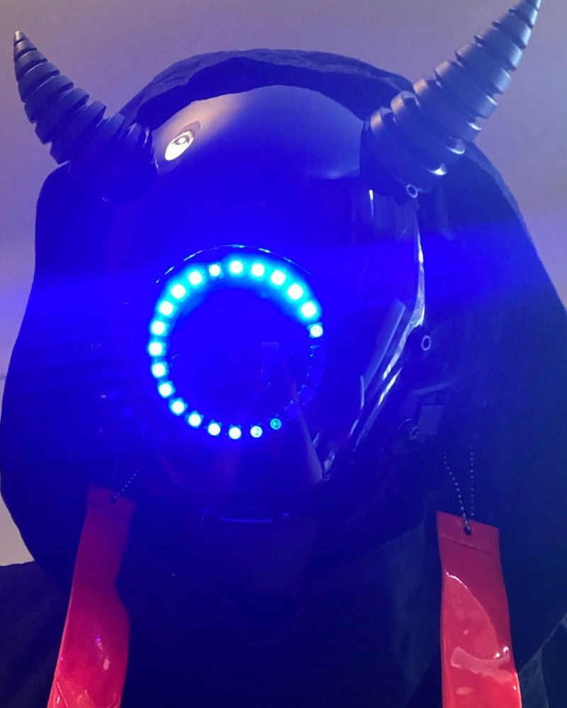 Neon Devil LED Helmet Mask -  led mask - Neon Devil LED Helmet Mask for Futuristic Vibes - View 5