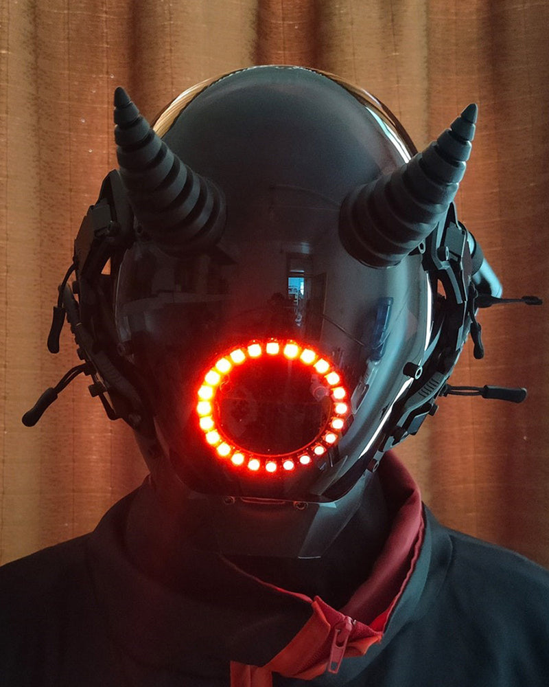 Neon Devil LED Helmet Mask -  sci-fi helmet - Neon Devil LED Helmet Mask for Futuristic Vibes - View 6