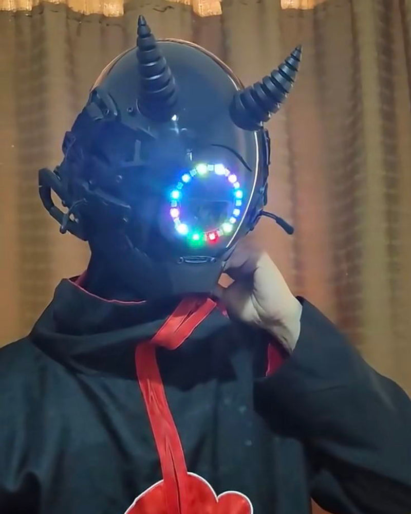 Neon Devil LED Helmet Mask -  streetwear - Neon Devil LED Helmet Mask for Futuristic Vibes - View 7