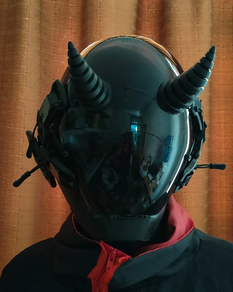 Neon Devil LED Helmet Mask -  techwear - Neon Devil LED Helmet Mask for Futuristic Vibes - View 8