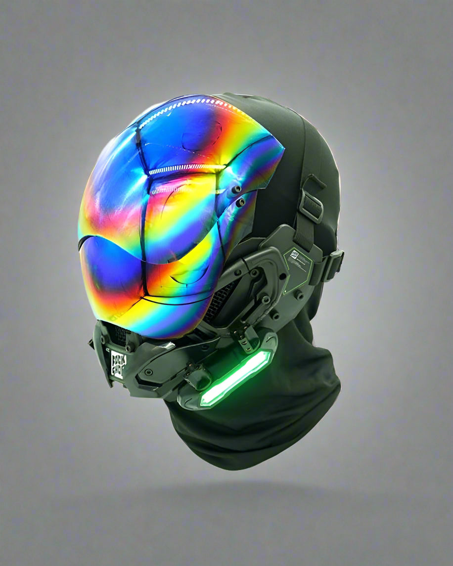 Neon Glow Cyberpunk Helmet - LED helmet for fashion enthusiasts - Stylish Neon Glow Cyberpunk LED Helmet for Streetwear - View 2