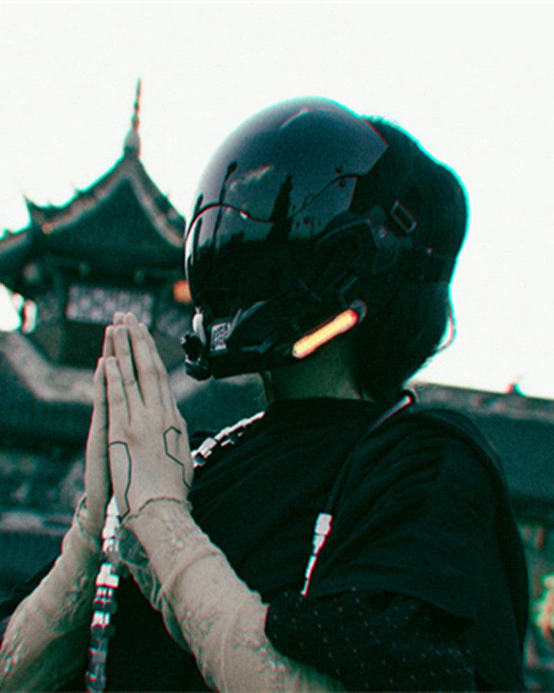 Neon Glow Cyberpunk Helmet -  led mask - Stylish Neon Glow Cyberpunk LED Helmet for Streetwear - View 5