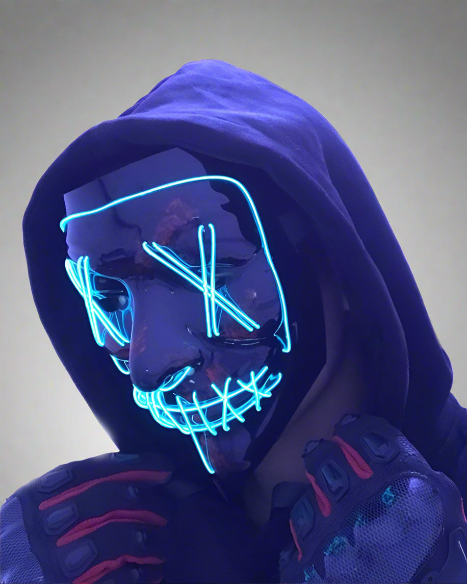 Neon Glowing Phantom Mask - BEST SELLERS - LED Cyberpunk Phantom Mask for Futuristic Events - Main view