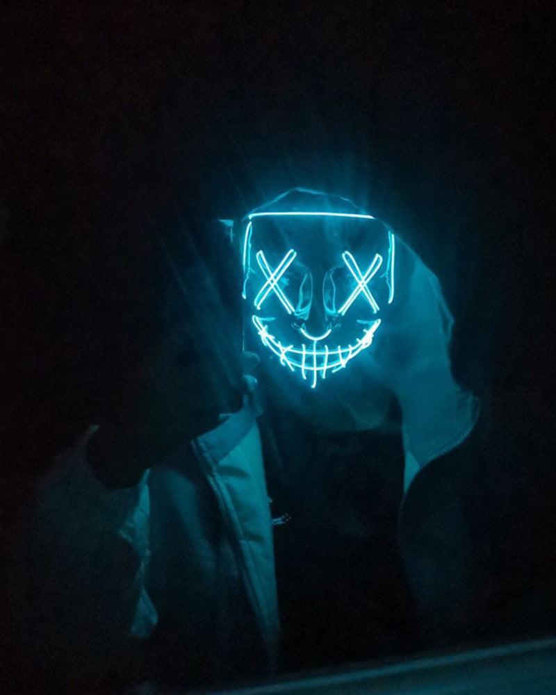 Neon Glowing Phantom Mask -  techwear mask - LED Cyberpunk Phantom Mask for Futuristic Events - View 8