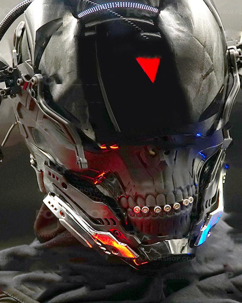 glow in the dark skull motorcycle helmet Futuristic Neon Skull LED Mask for Cyberpunk Style – Imaphotic
