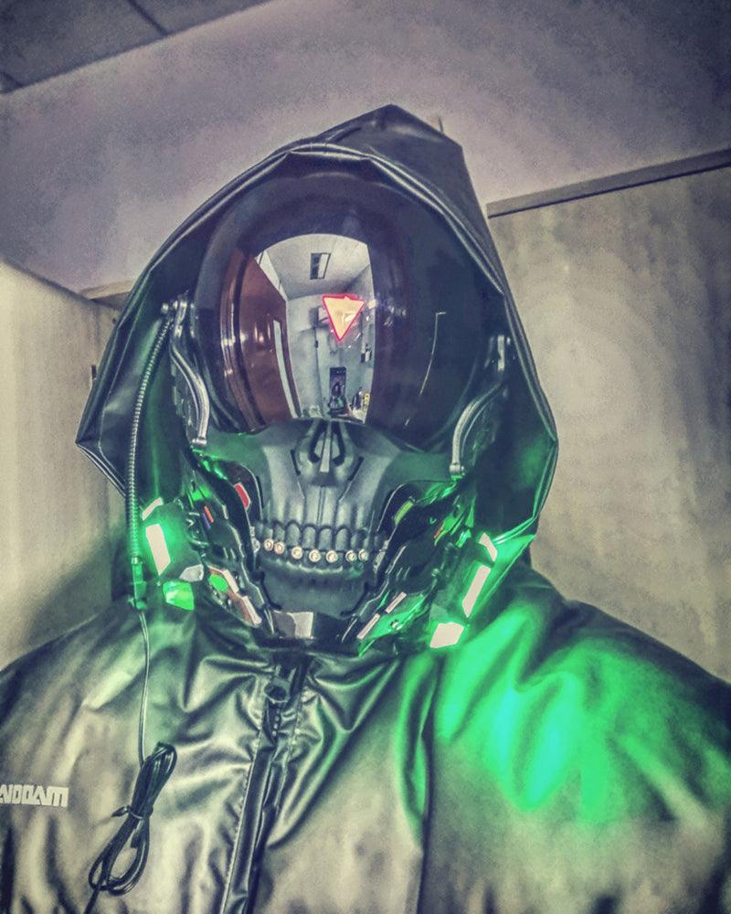 glow in the dark skull motorcycle helmet Futuristic Neon Skull LED Mask for Cyberpunk Style – Imaphotic