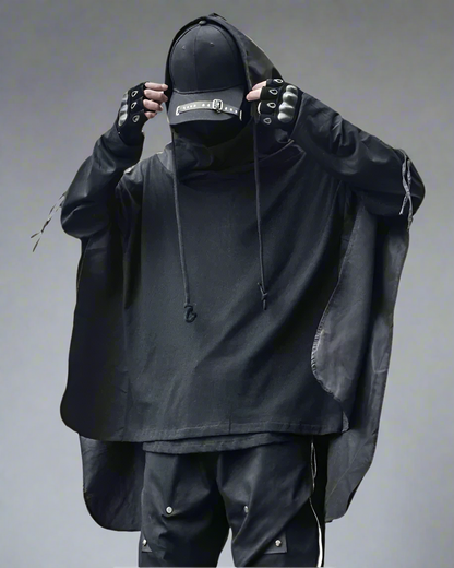 Ninja-Inspired Futuristic Cape Hoodie - BEST SELLERS - Ninja-Inspired Cape Hoodie for Stylish Techwear - Main view