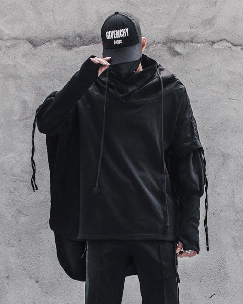 Ninja-Inspired Futuristic Cape Hoodie -  comfortable casual wear - Ninja-Inspired Cape Hoodie for Stylish Techwear - View 5