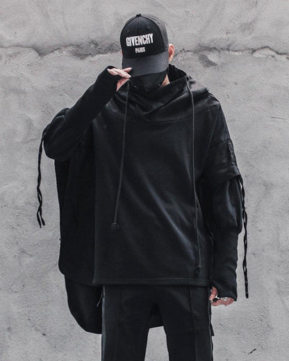 Ninja-Inspired Futuristic Cape Hoodie -  comfortable casual wear - Ninja-Inspired Cape Hoodie for Stylish Techwear - View 5