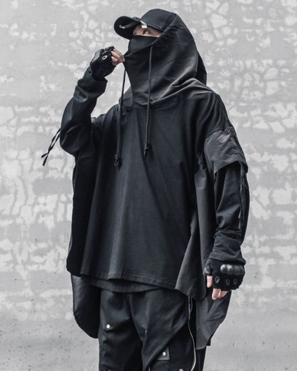Ninja-Inspired Futuristic Cape Hoodie - winter techwear - Ninja-Inspired Cape Hoodie for Stylish Techwear - View 4