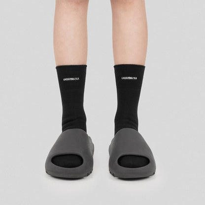 Ocean-Inspired Black Embroidered Socks - embroidered socks - Ocean-Inspired Black Embroidered Socks for Comfortable Wear - Main view