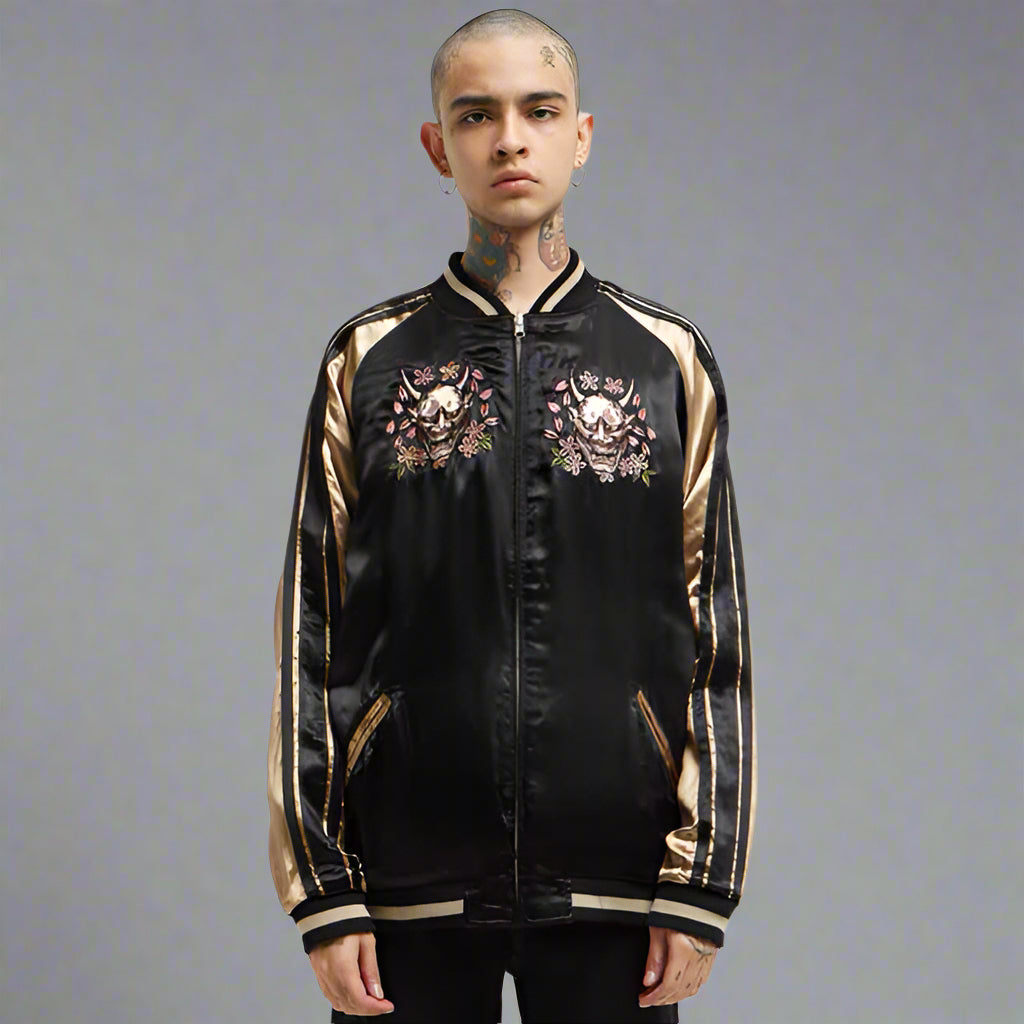 Oni Embroidered Bomber Jacket - oni jacket - Oni Embroidered Bomber Jacket for Stylish Versatility - Main view