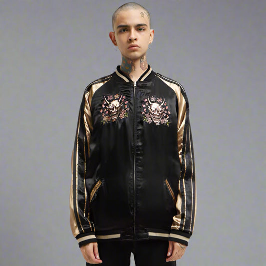Oni Embroidered Bomber Jacket - oni jacket - Oni Embroidered Bomber Jacket for Stylish Versatility - Main view