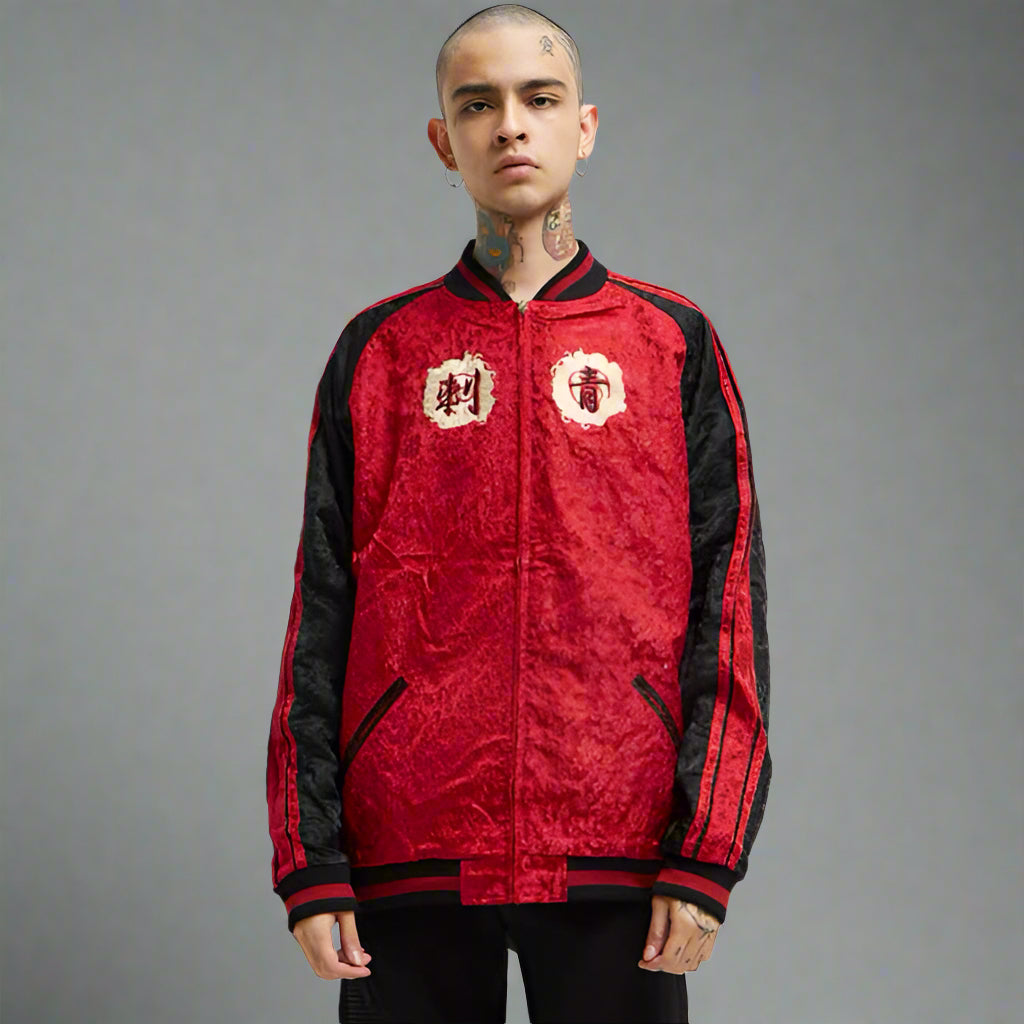 Oni Embroidered Bomber Jacket - sukajan jacket - Oni Embroidered Bomber Jacket for Stylish Versatility - View 2