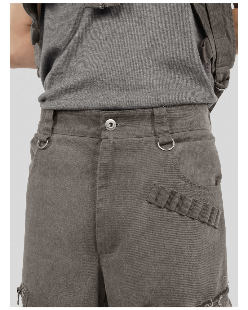 Patchwork Cargo Pants with Straps - cargo pants - Patchwork Cargo Pants with Creative Strap Design - View 9