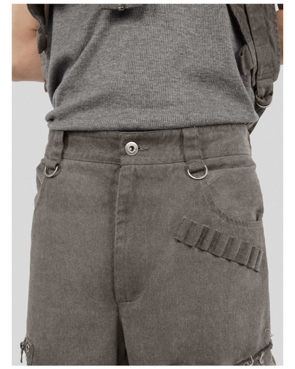 Patchwork Cargo Pants with Straps - cargo pants - Patchwork Cargo Pants with Creative Strap Design - View 9