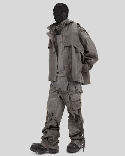 Patchwork Cargo Pants with Straps -  patchwork - Patchwork Cargo Pants with Creative Strap Design - View 5
