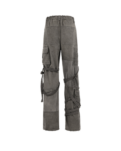 Patchwork Cargo Pants with Straps -  stylish - Patchwork Cargo Pants with Creative Strap Design - View 15