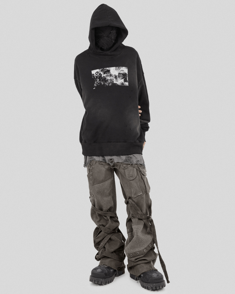 Patchwork Cargo Pants with Straps -  stylish - Patchwork Cargo Pants with Creative Strap Design - View 7